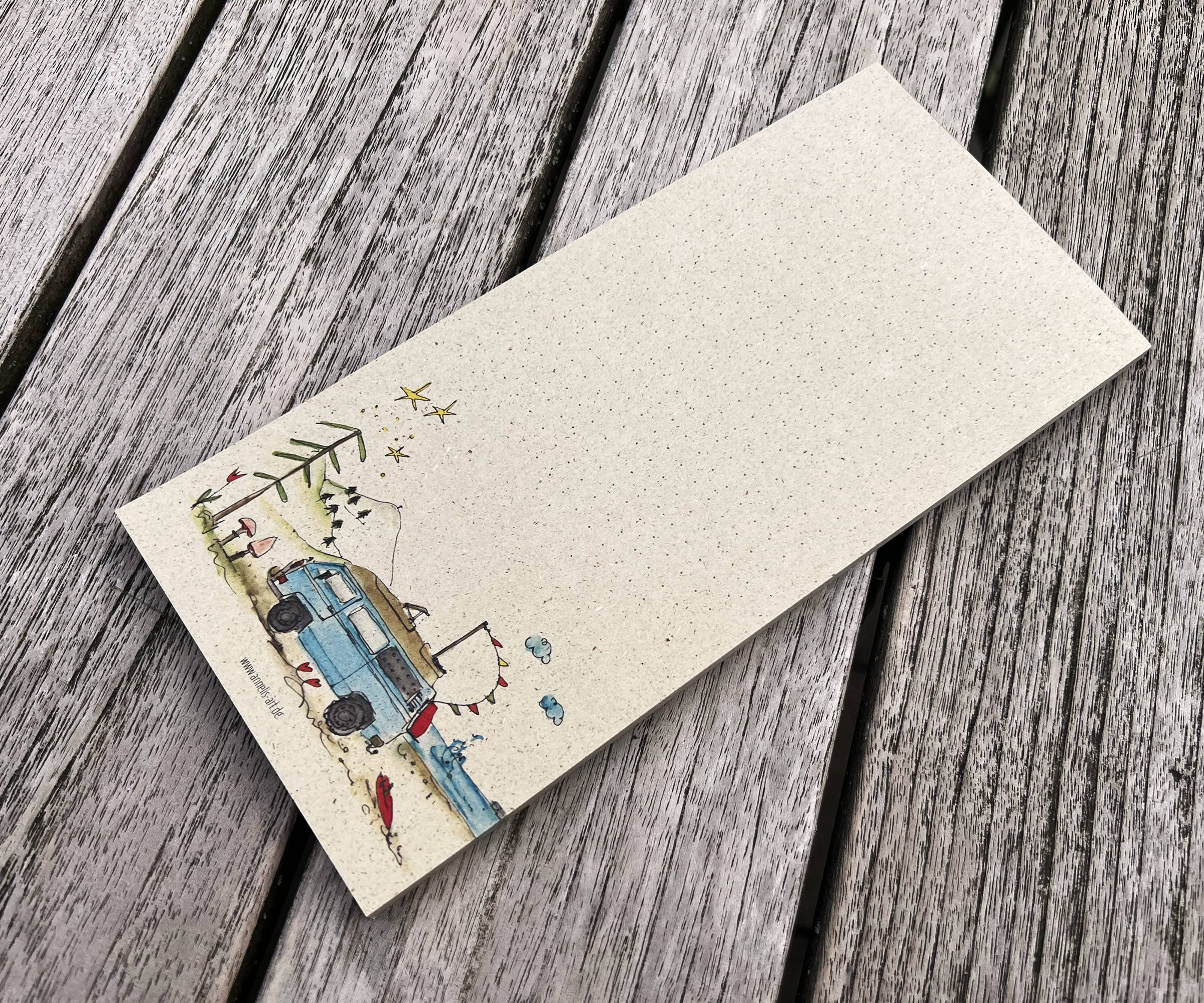 Notizblock aus Graspapier | Camper | 99 x 210 mm | gepunktet