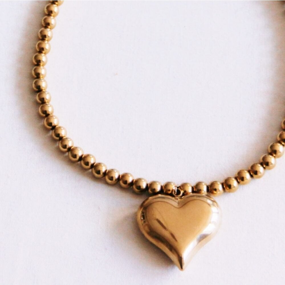 Perlenkette mit Herz „XL“ – Gold