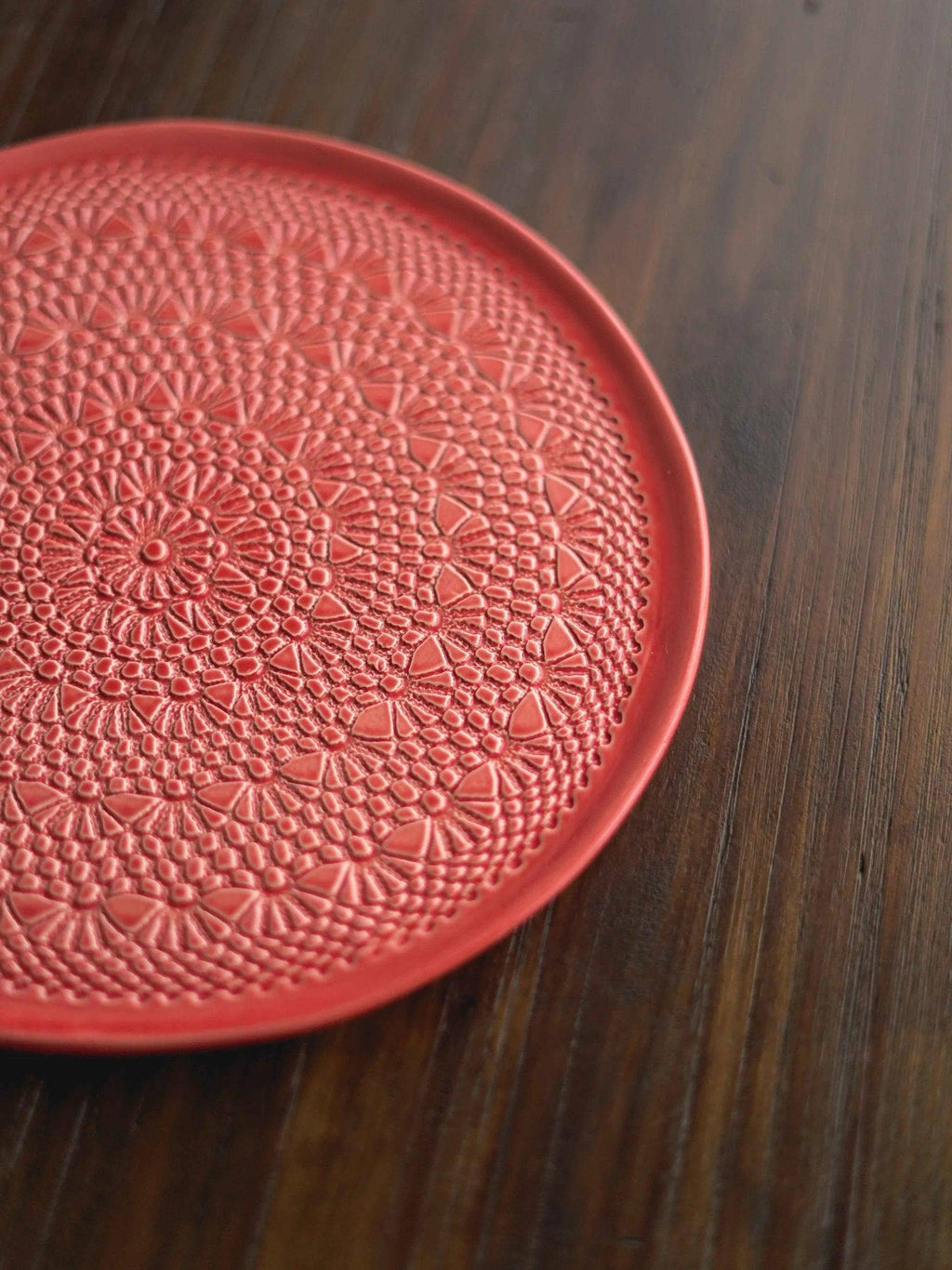 Kuchenplatte mit Häkelmuster: Rosa