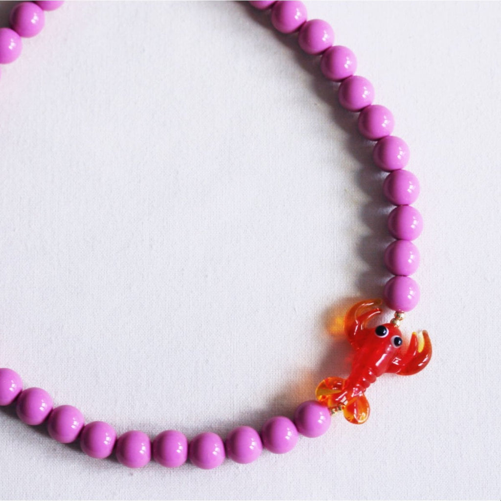 Perlenkette mit Hummer – lila