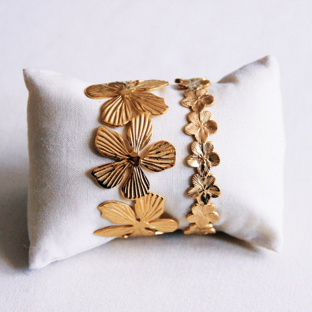 Armreif XL Blumen - Gold