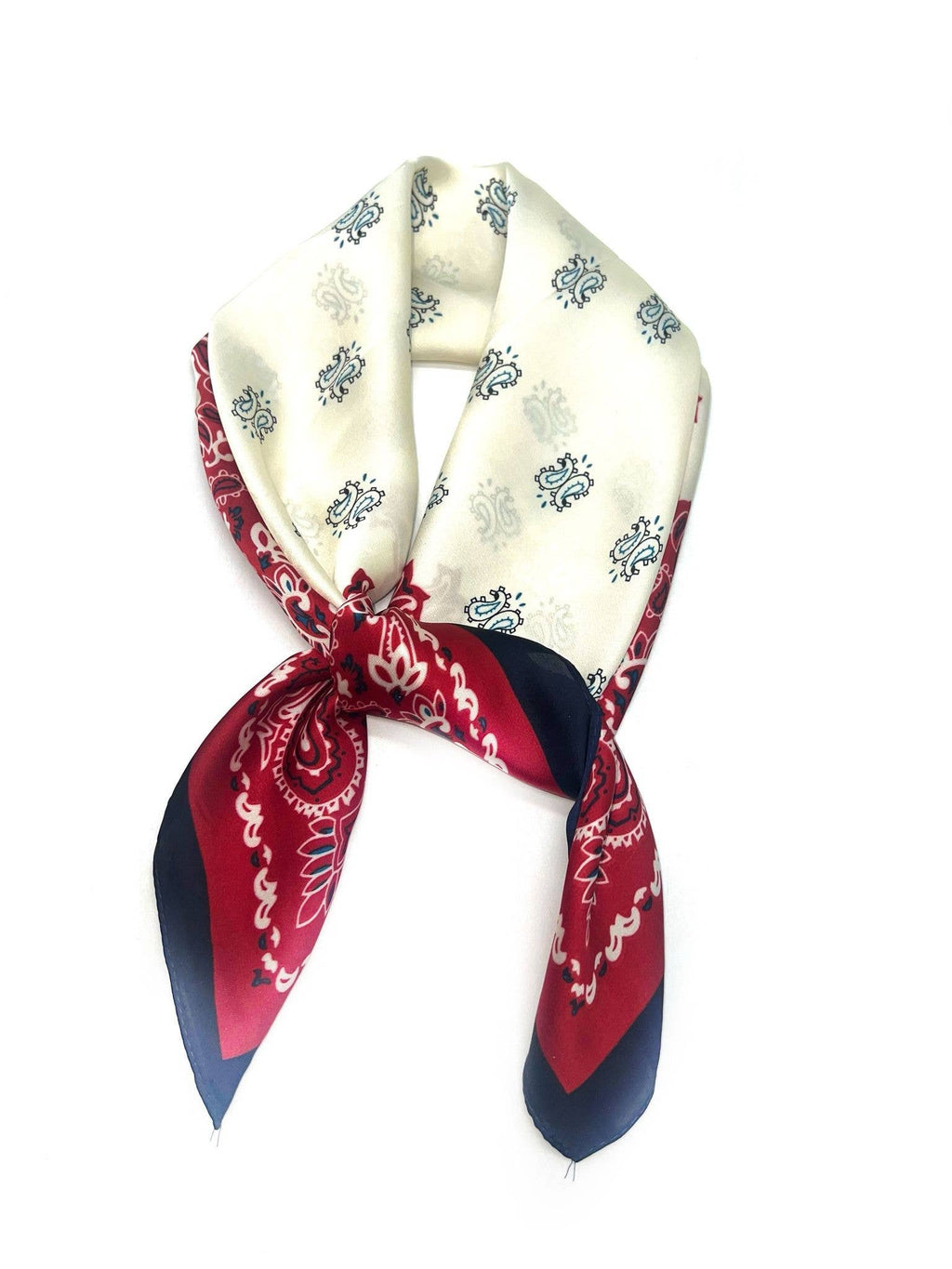 D-149/D-201 Schal aus seidigem Stoff 70x70 cm mit Paisley-Muster: Beige