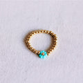 Elastischer Perlenring mit Blume - Minze