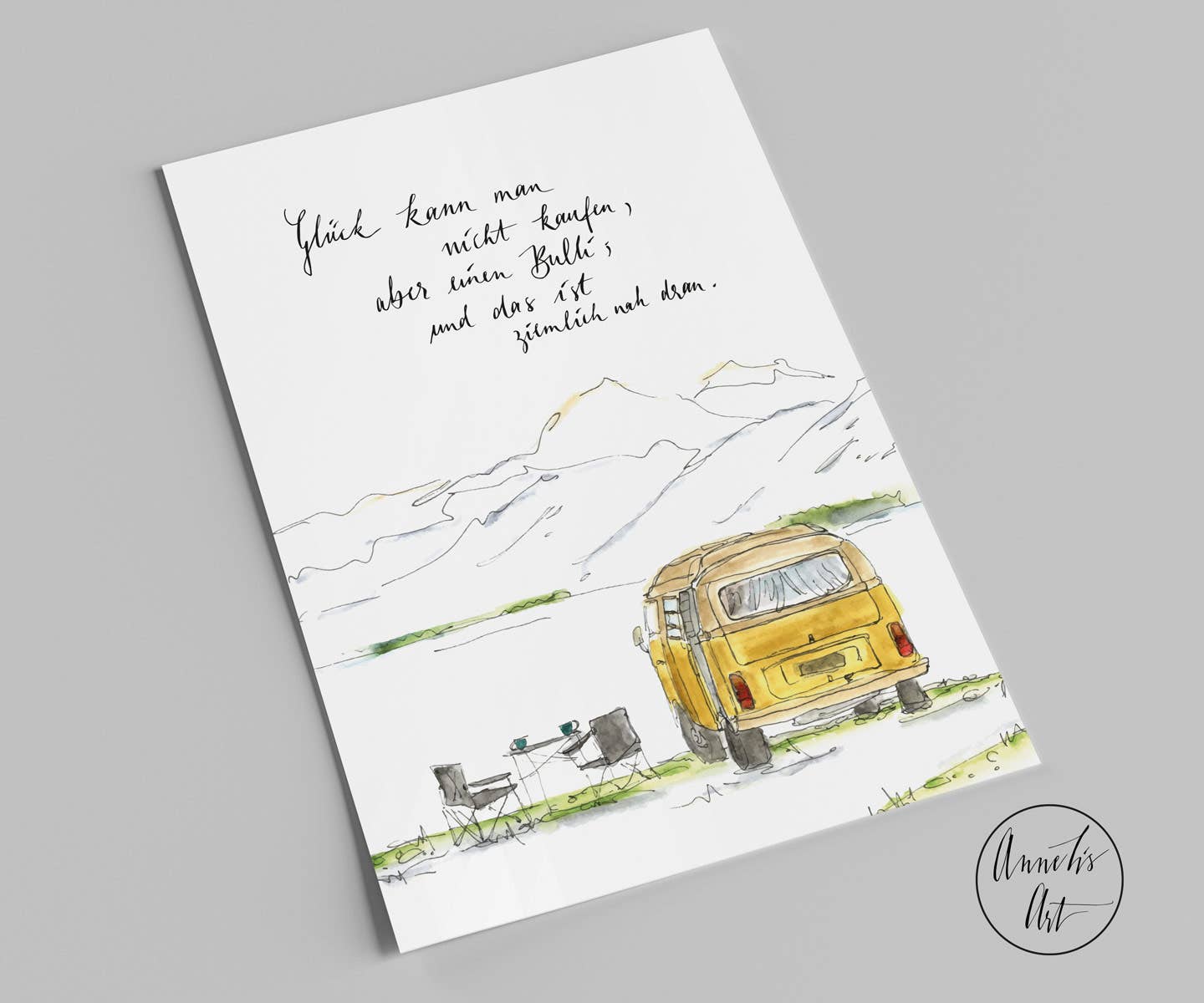 Postkarte |  Glück kann man nicht kaufen, aber einen Bulli
