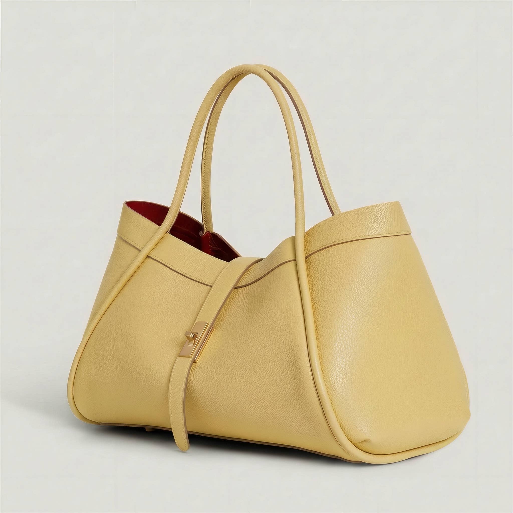 Echte Ledertasche Made in Italy Elegant 45x25x20cm: Beige