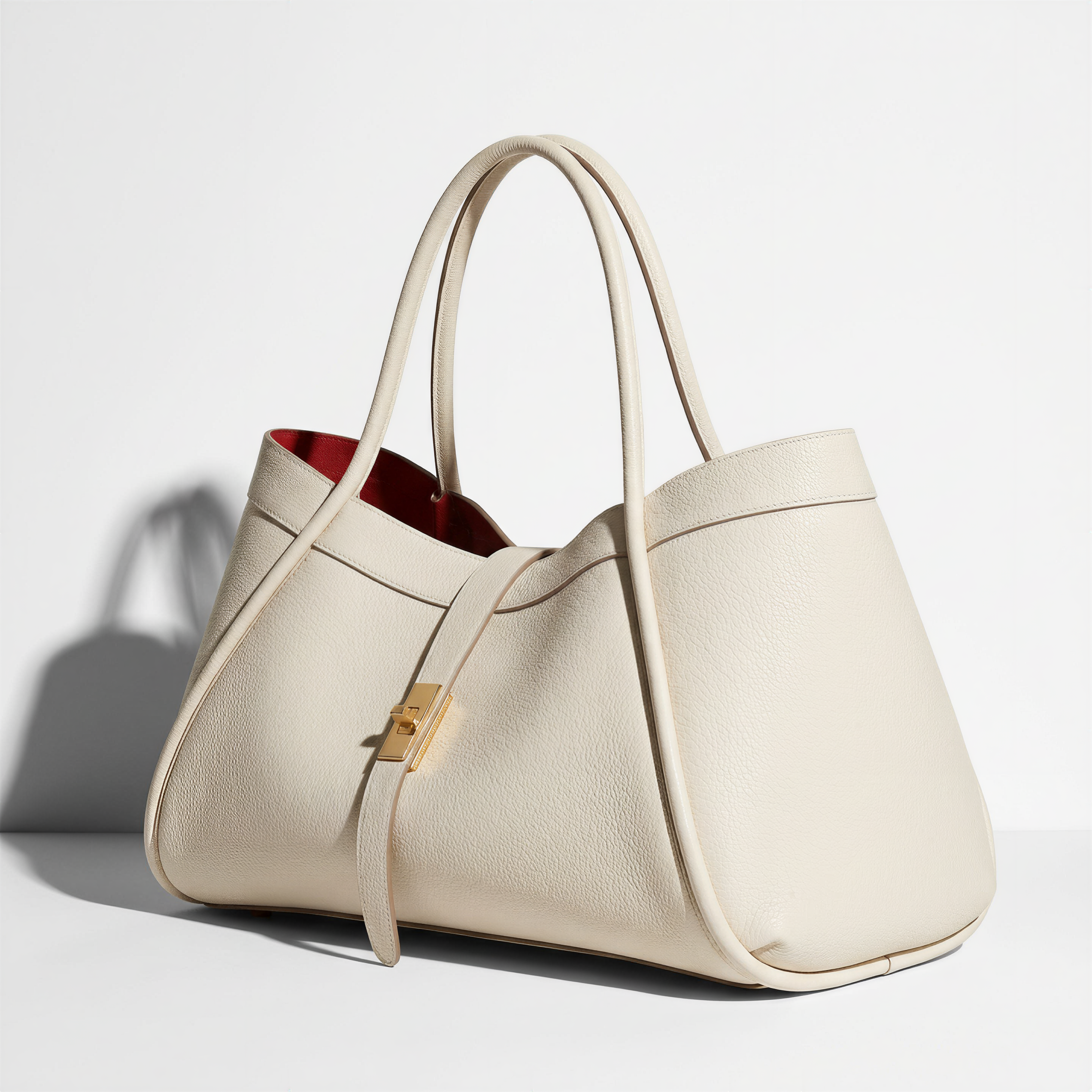 Echte Ledertasche Made in Italy Elegant 45x25x20cm: Beige