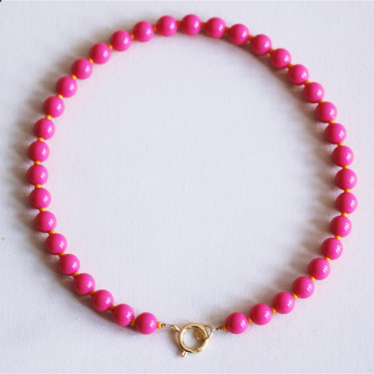 Perlenkette mit Miyuki-Perlen – Fuchsia/Orange