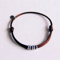 Satinarmband mit Ringen – Dunkelbraun/Silber
