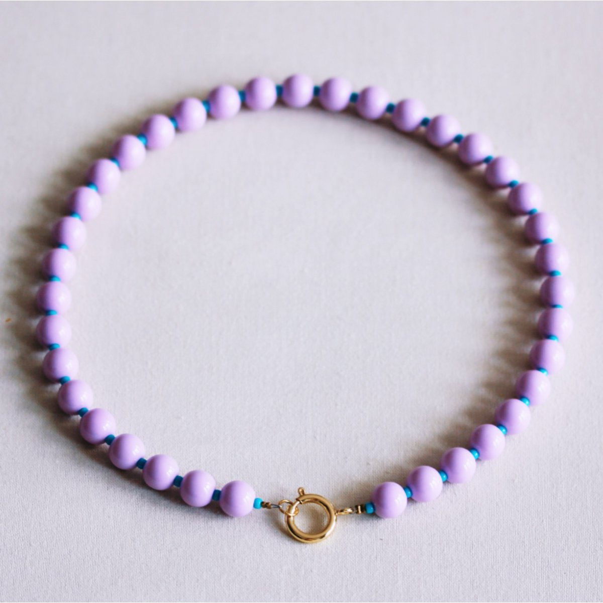 Perlenkette mit Miyuki-Perlen – Flieder/Aqua