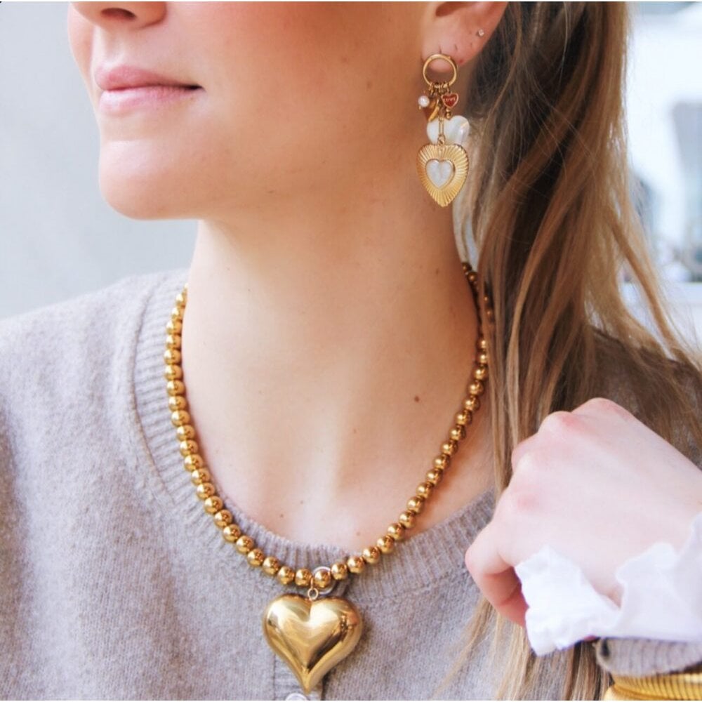 Perlenkette mit Herz „XL“ – Gold