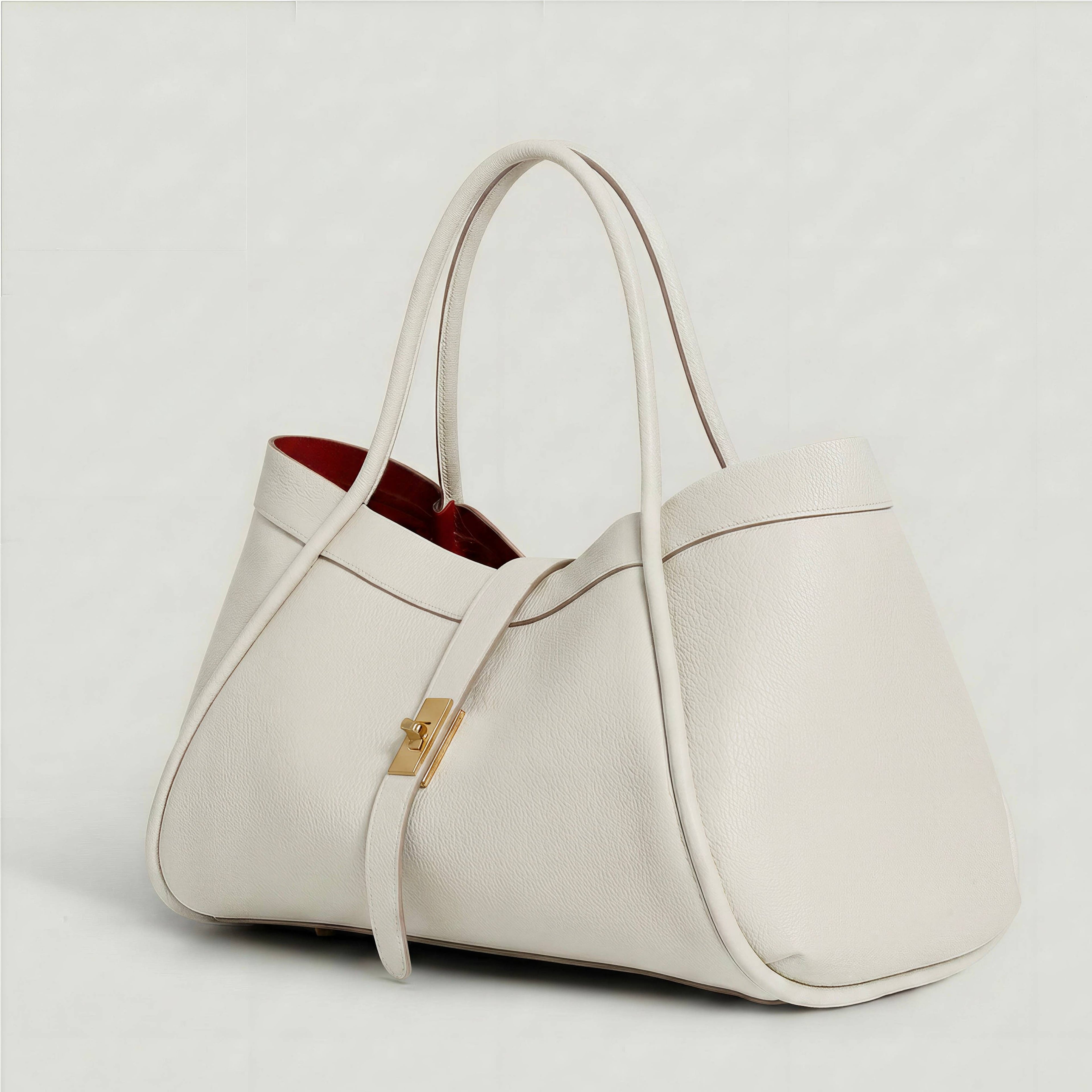 Echte Ledertasche Made in Italy Elegant 45x25x20cm: Beige