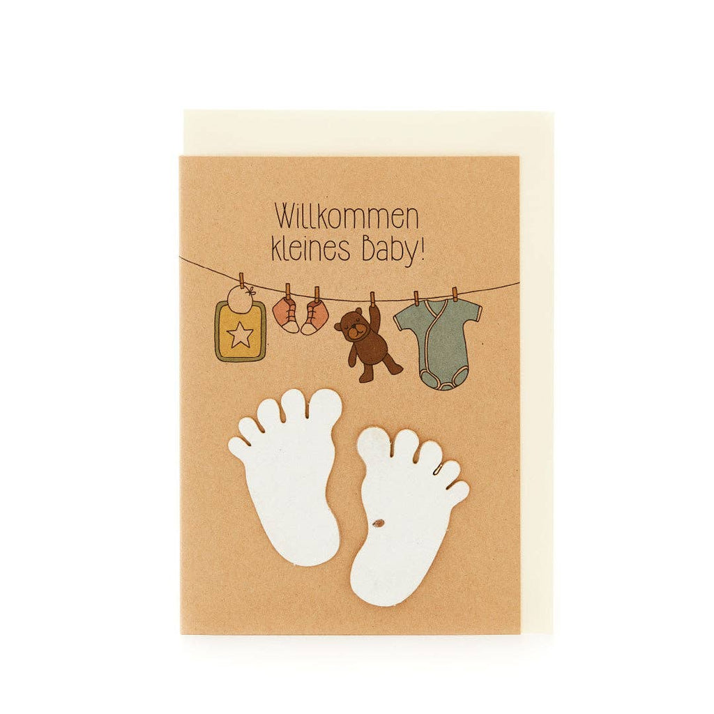 Grußkarte - Willkommen kleines Baby - Babyfüße