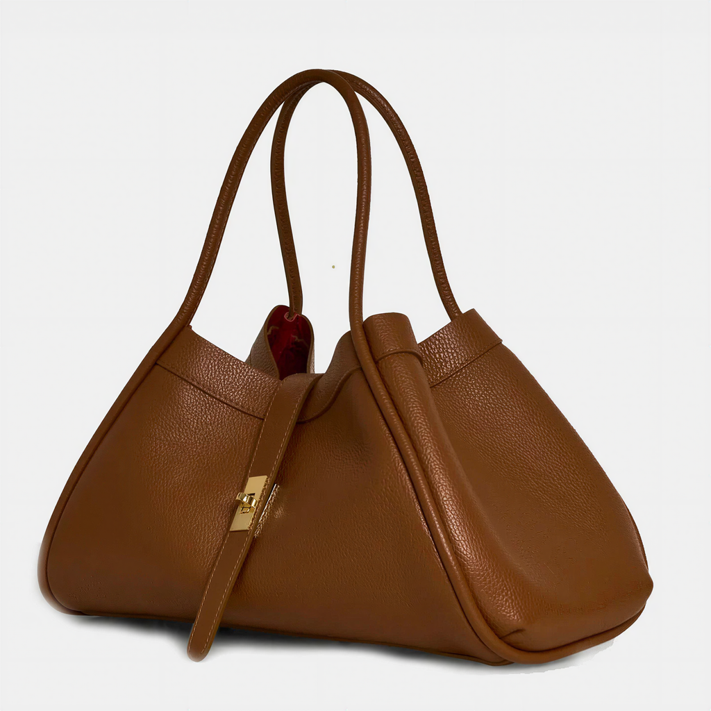 Echte Ledertasche Made in Italy Elegant 45x25x20cm: Beige