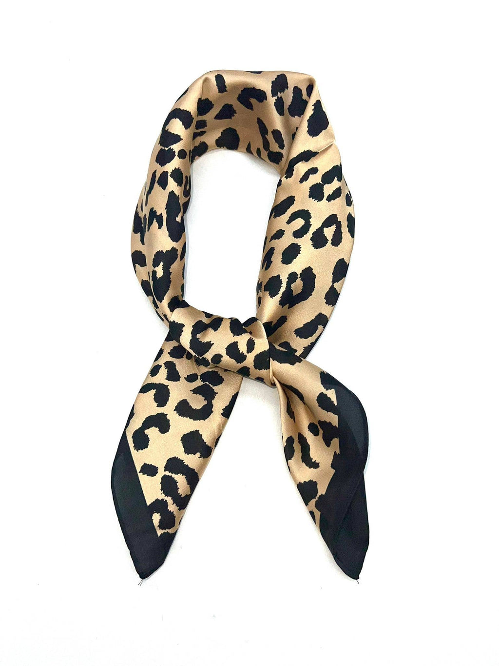 D-1/D-2 Schal aus Seide 70x70 Leopardenmuster: Beige