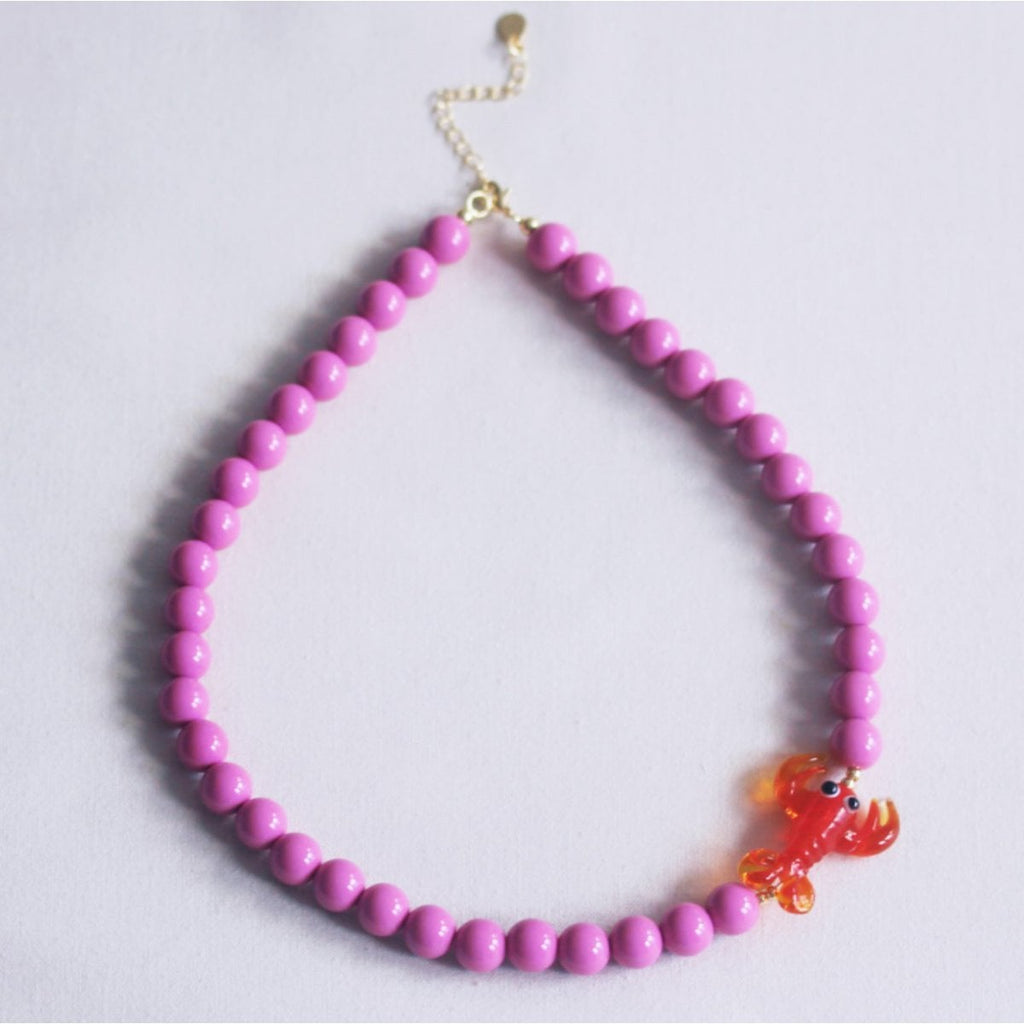 Perlenkette mit Hummer – lila