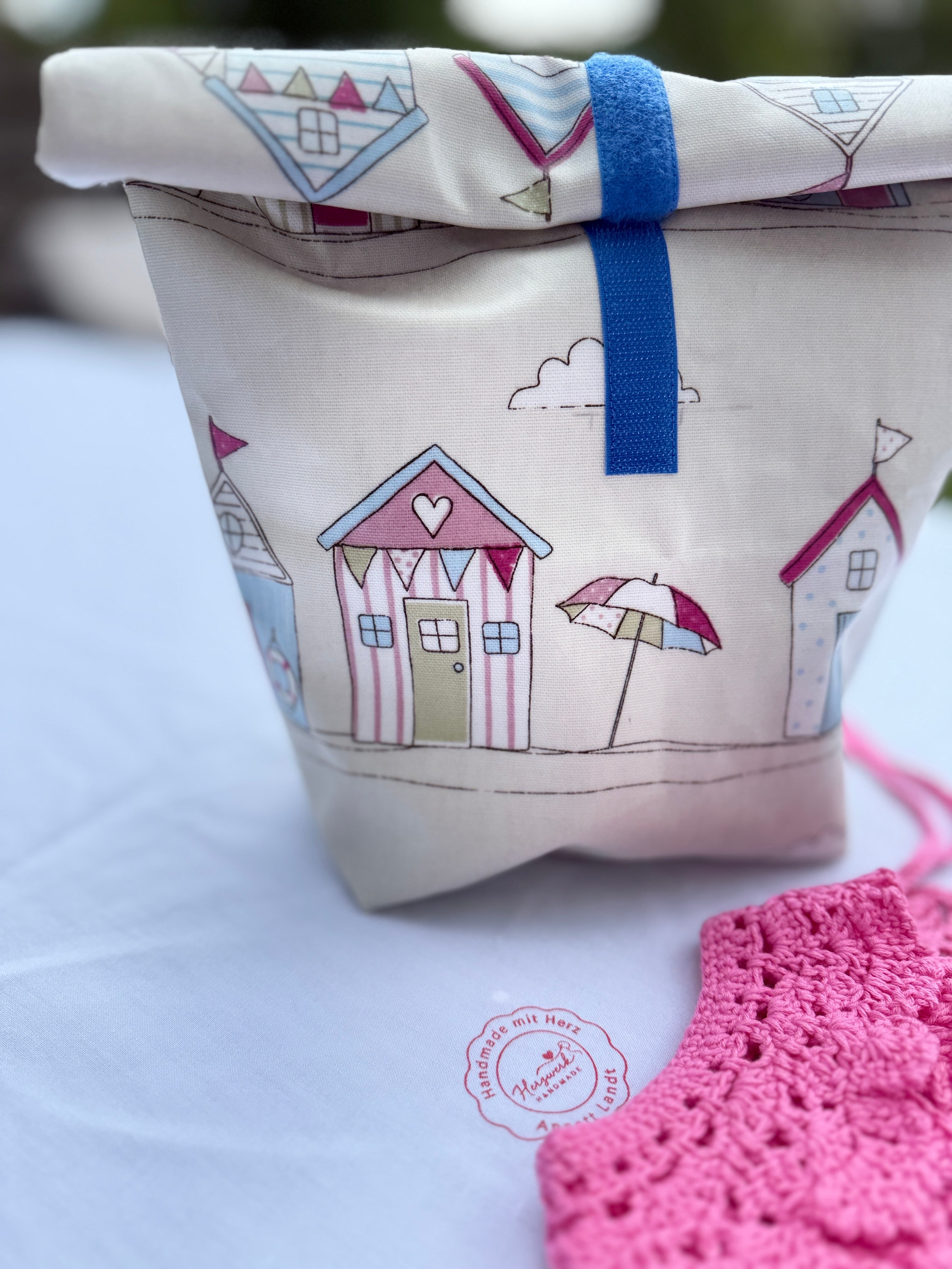 Lunchbag "Strandhäuschen" Handarbeit