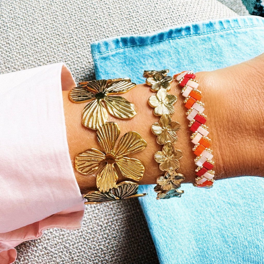 Armreif XL Blumen - Gold