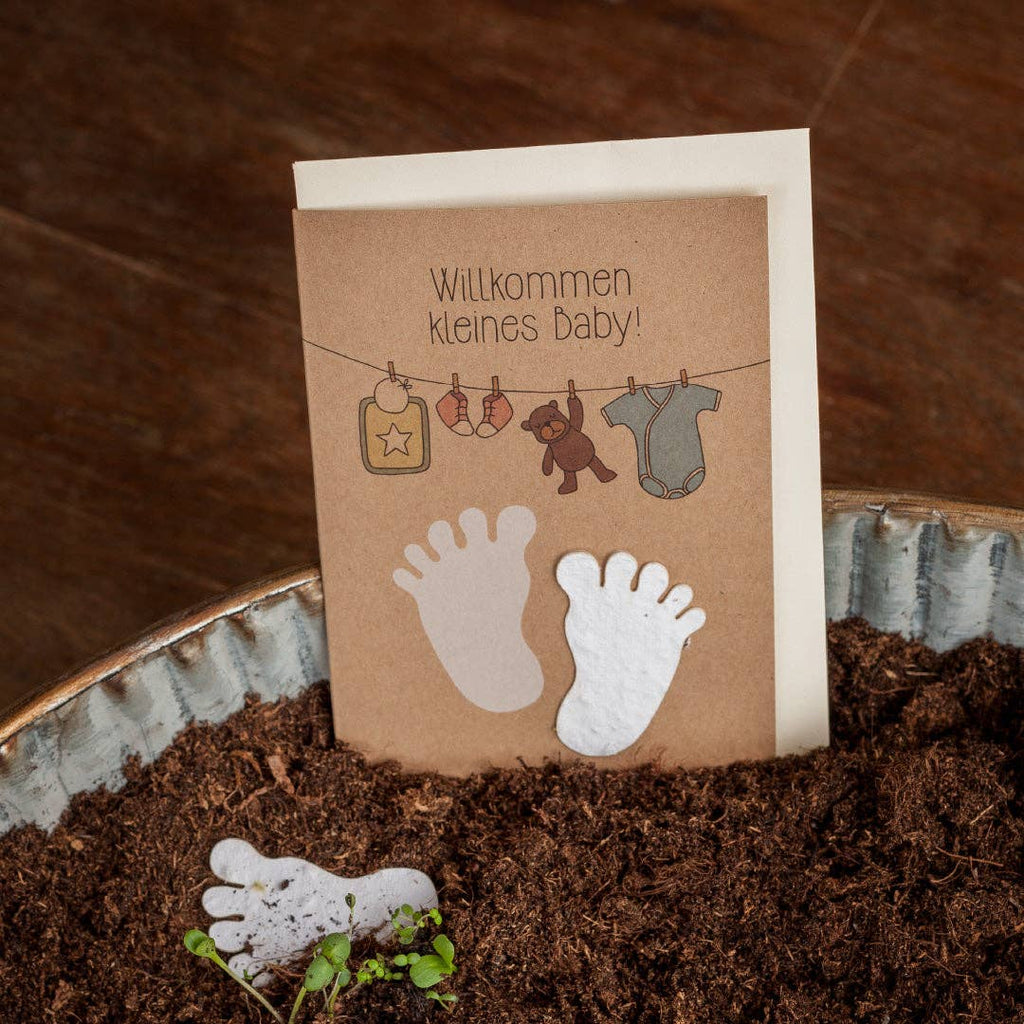 Grußkarte - Willkommen kleines Baby - Babyfüße