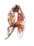 D2026-34 Schal mit Seidengefühl 70 x 70 cm, Bandana‑Motiv: Rot