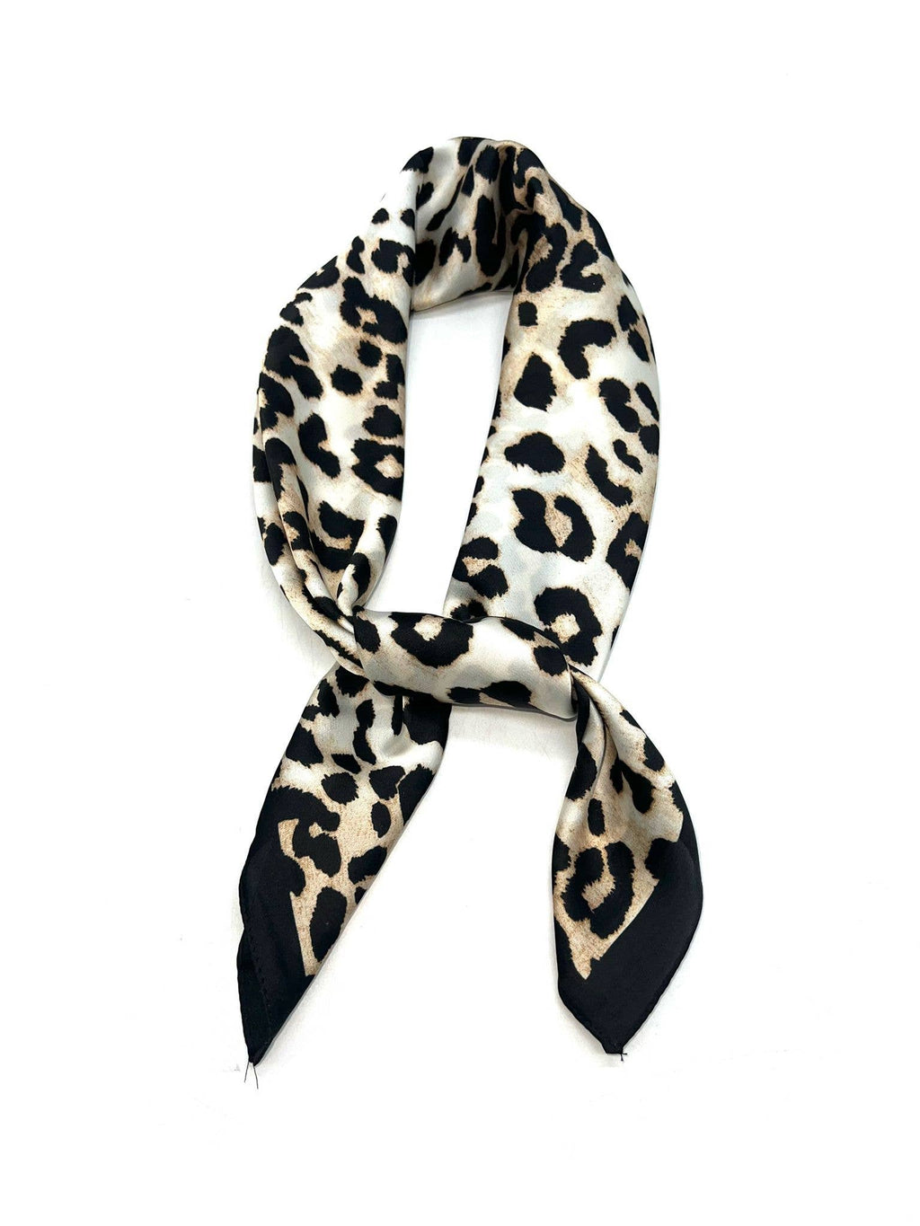 D-1/D-2 Schal aus Seide 70x70 Leopardenmuster: Beige