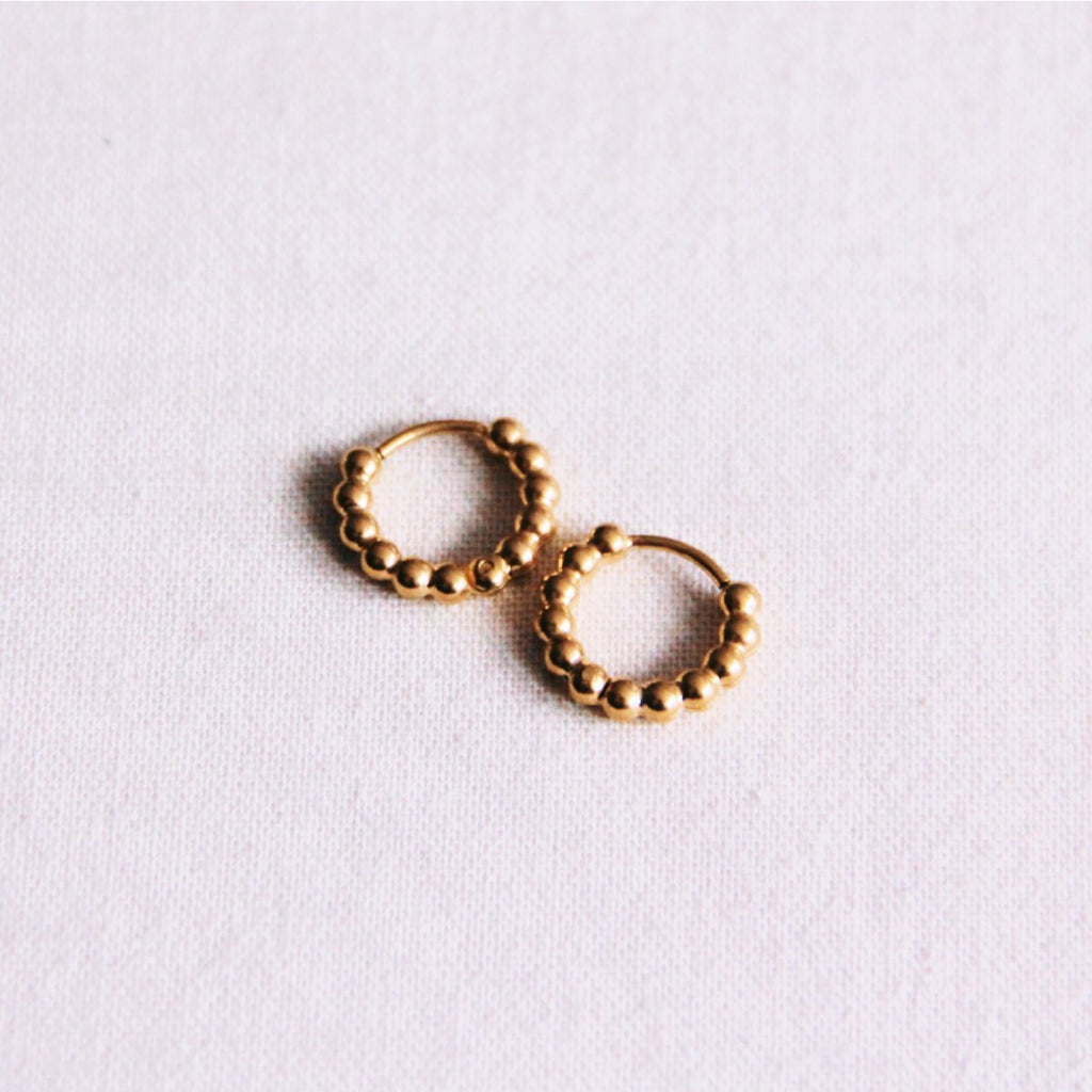 Edelstahl-Creolen 10 mm „Kugeln“ – Gold