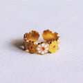 Verstellbarer Ring aus Edelstahl mit Gänseblümchen – weiß/gelb