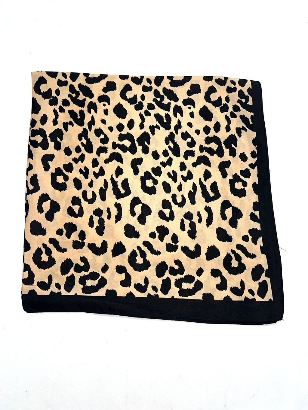 D-1/D-2 Schal aus Seide 70x70 Leopardenmuster: Beige