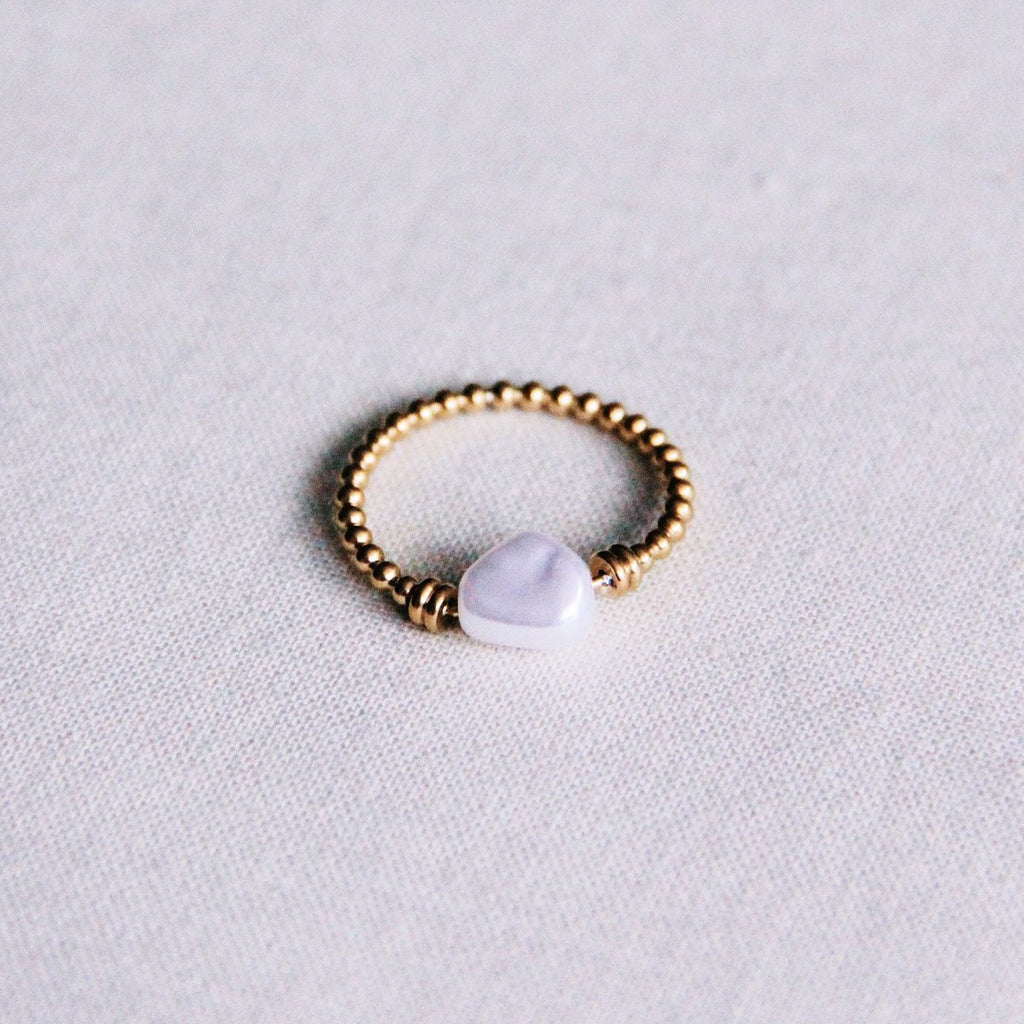 Kugelring aus Stahl mit Perle - Gold