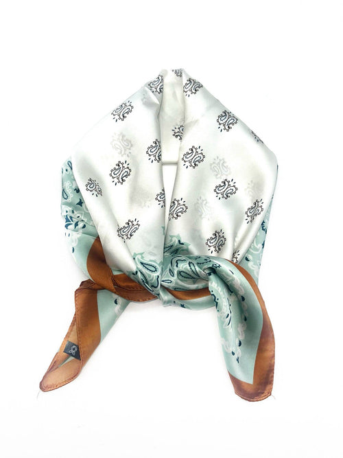 D-149/D-201 Schal aus seidigem Stoff 70x70 cm mit Paisley-Muster: Beige