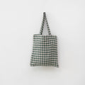 Waldgrüne Gingham-Leinentasche