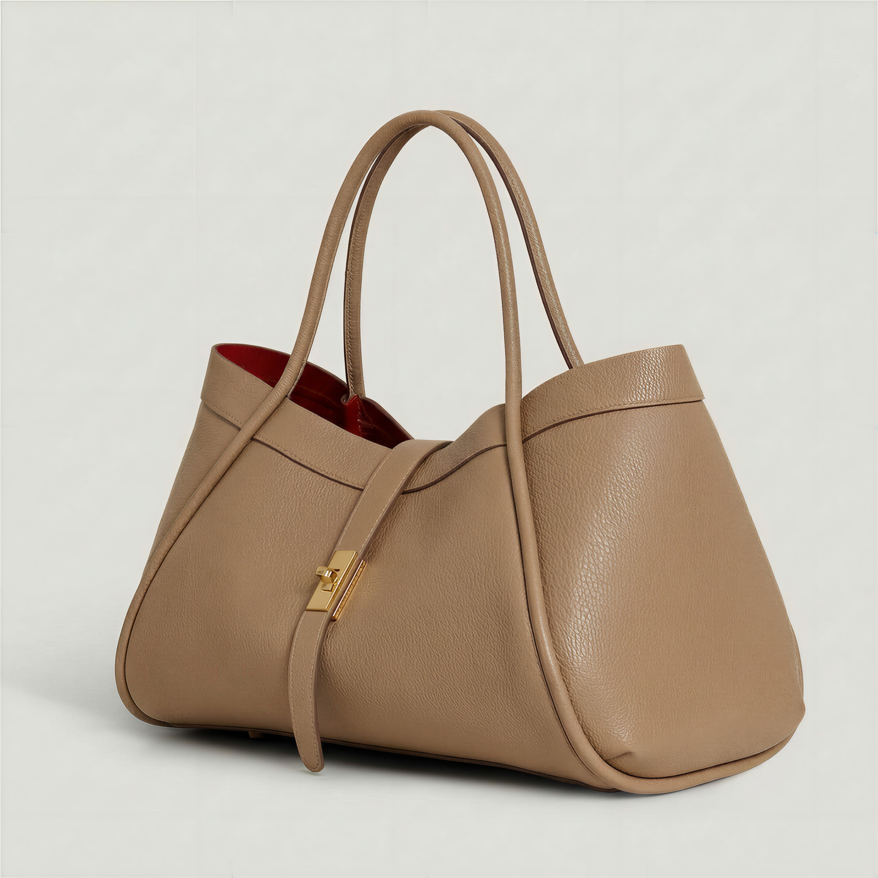 Echte Ledertasche Made in Italy Elegant 45x25x20cm: Beige