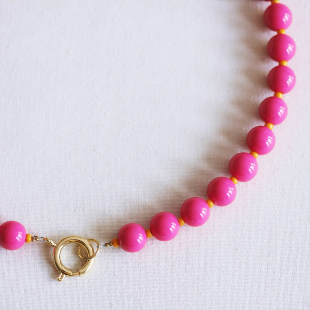 Perlenkette mit Miyuki-Perlen – Fuchsia/Orange